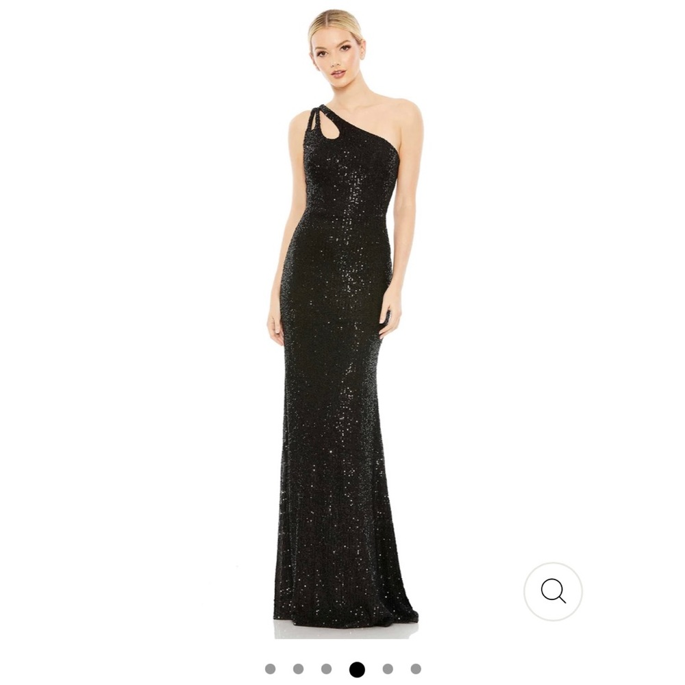 MacDuggal Black Sequin One Shoulder Gown.